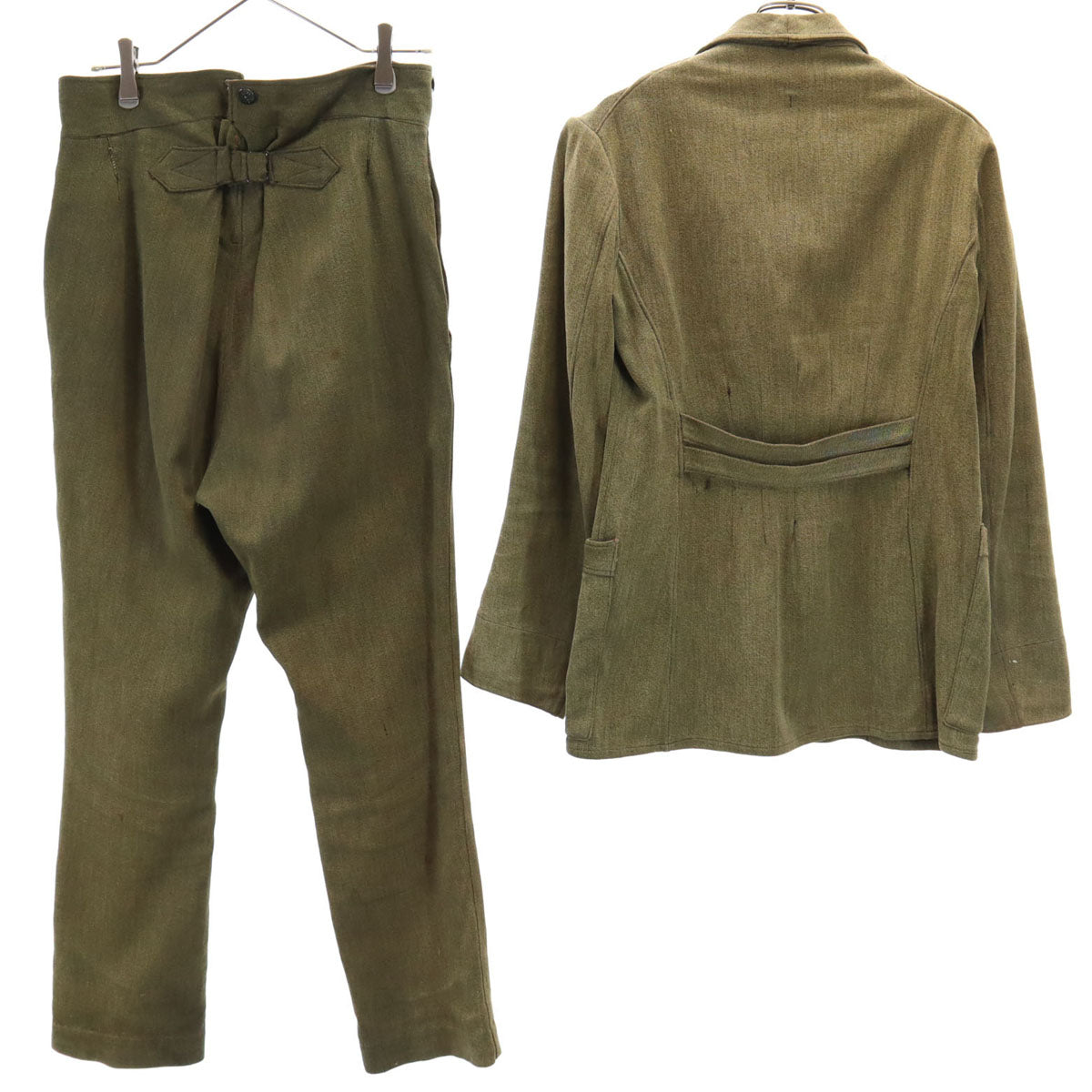 60s ヴィンテージ サファリジャケット 上下 セットアップ カーキ系 メンズ