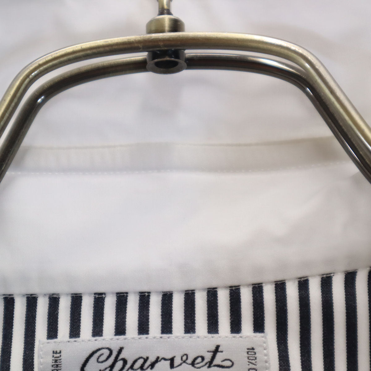 Charvet シャルベ フランス製 ボーダー柄 長袖 シャツ ホワイト系 メンズ