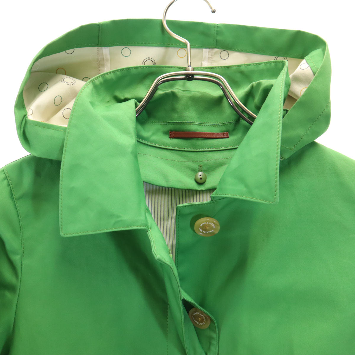 MACKINTOSH PHILOSOPHY マッキントッシュフィロソフィー 日本製 ステンカラーコート 36 グリーン系 ライナー付き 三陽商会 レディース