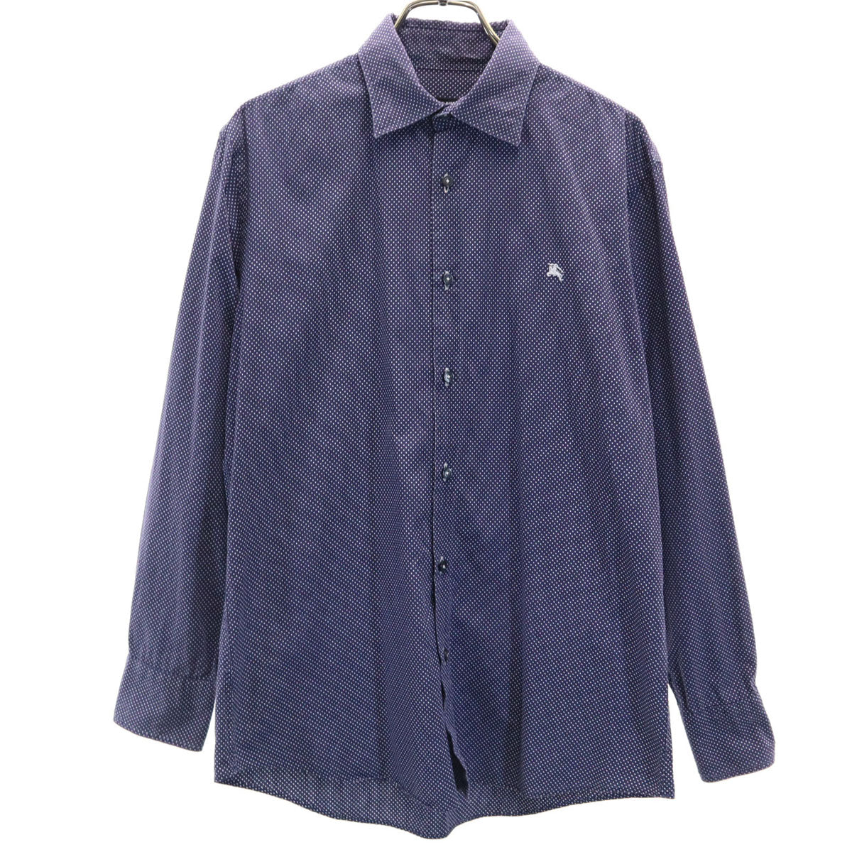 BURBERRY BLUE LABEL バーバリーブルーレーベル ドット柄 長袖 シャツ 2 ネイビー 三陽商会 水玉 メンズ
