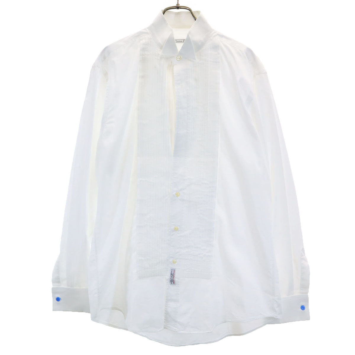 Christian Dior クリスチャンディオール 長袖 コットンシャツ 16-35 ホワイト ダブルカフス メンズ