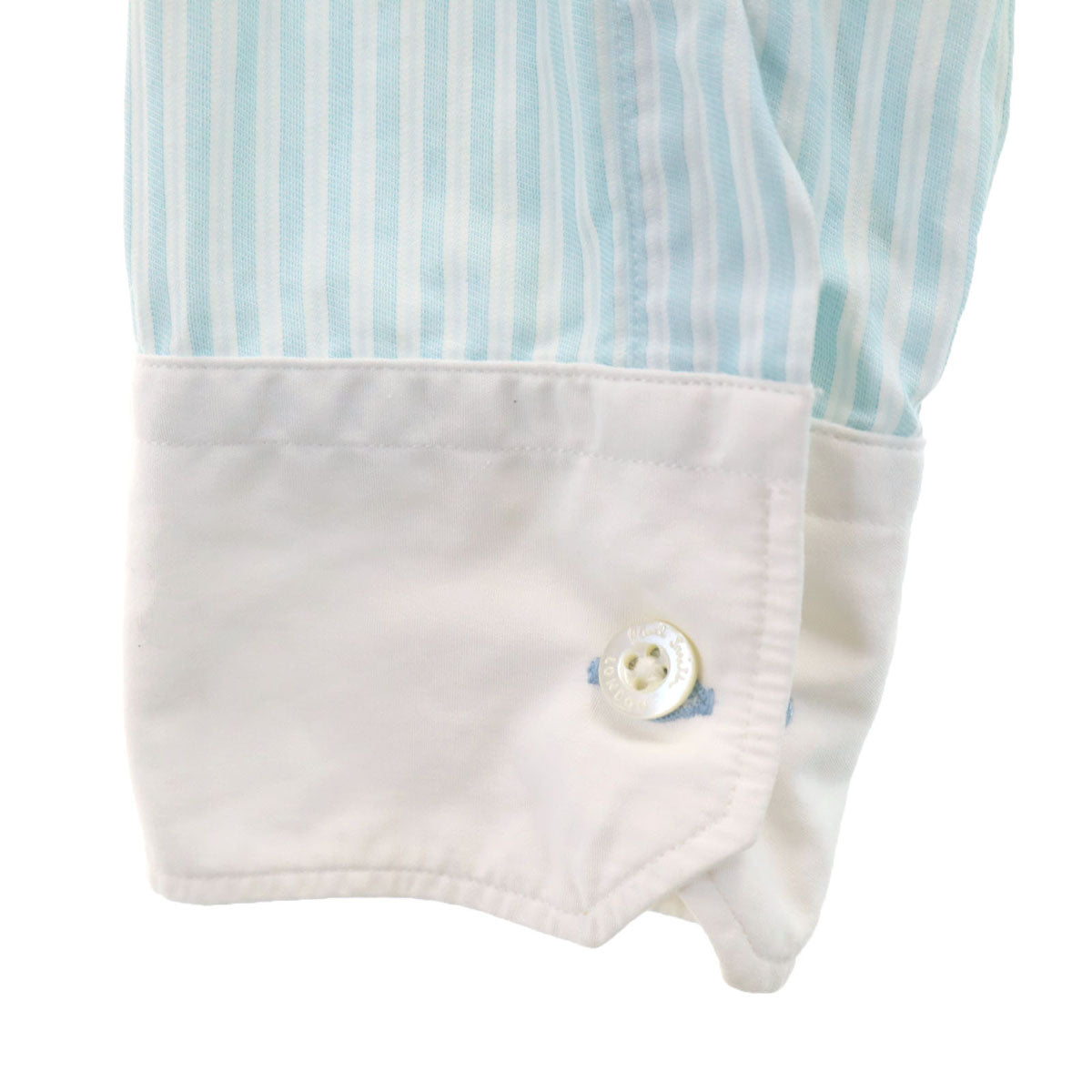 Paul Smith LONDON ポールスミスロンドン 日本製 ストライプ柄 長袖 コットンシャツ S 水色 メンズ