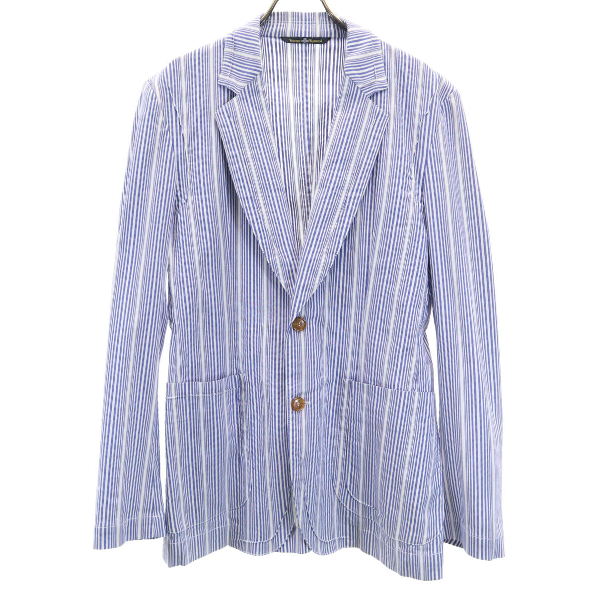 Vivienne WestwoodMAN ヴィヴィアンウエストウッドマン イタリア製 ストライプ柄 長袖 テーラードジャケット 46 ネイビー アンコン メンズ