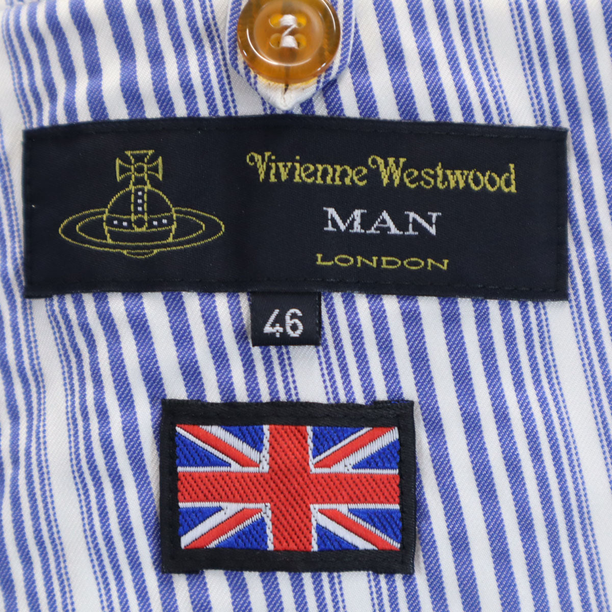 Vivienne WestwoodMAN ヴィヴィアンウエストウッドマン イタリア製 ストライプ柄 長袖 テーラードジャケット 46 ネイビー アンコン メンズ