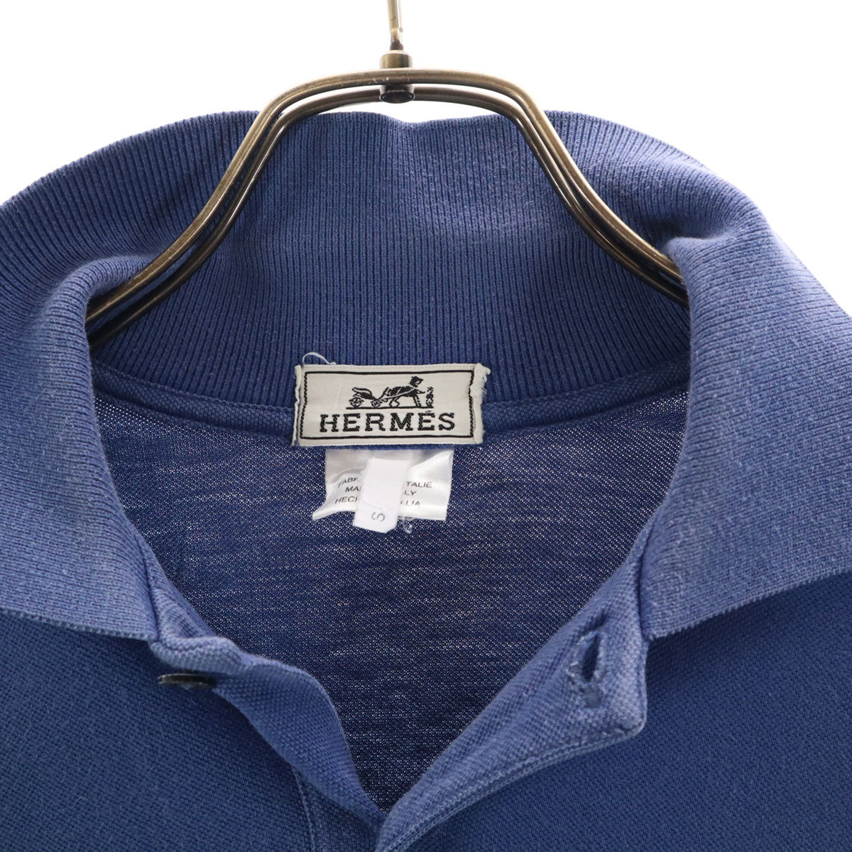 HERMES エルメス イタリア製 半袖 ポロシャツ S ブルー系 メンズ