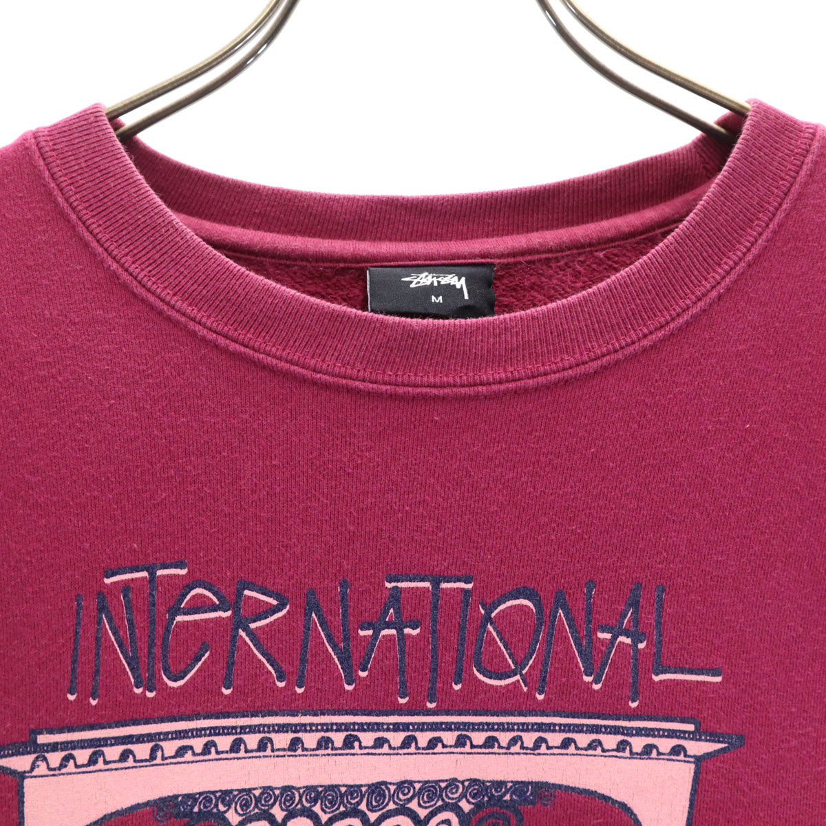 STUSSY ステューシー 長袖 スウェット トレーナー M ワインレッド メンズ