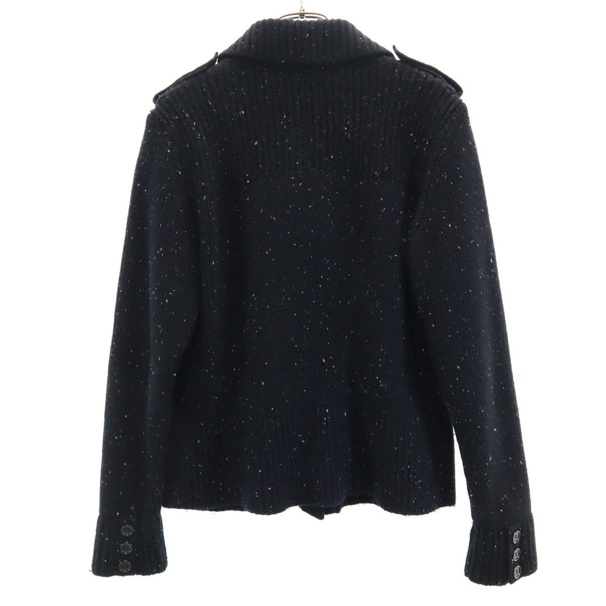 BURBERRY LONDON バーバリーロンドン 日本製 長袖 ネップ ニットカーディガン 4 ブラック 三陽商会 レディース