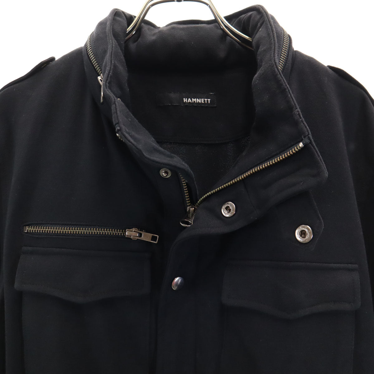 HAMNETT ハムネット ミリタリージャケット XL ブラック 天竺 メンズ