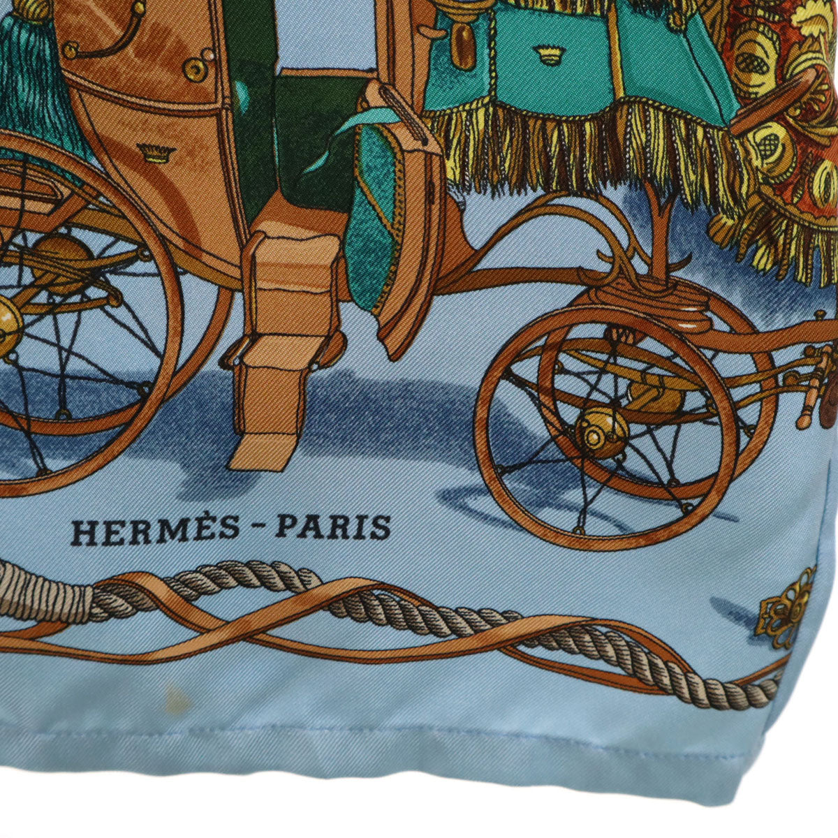 HERMES エルメス フランス製 シルク 総柄 長袖 シャツ 40 水色 レディース