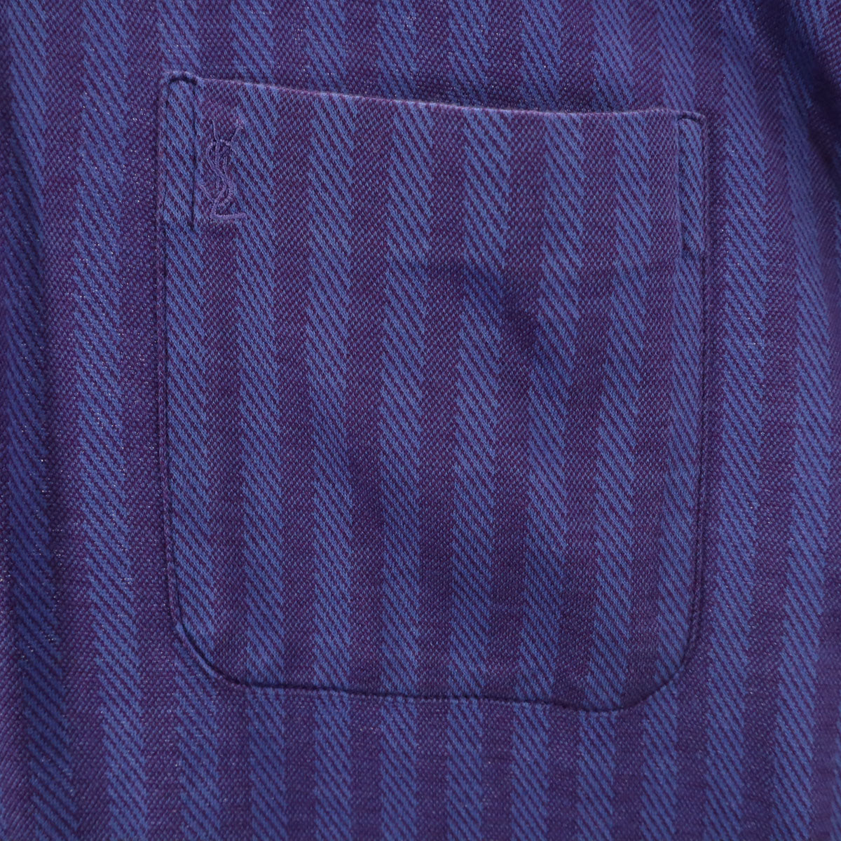 YVES SAINT LAURENT イヴサンローラン 90s オールド ストライプ柄 長袖 ポロシャツ パープル メンズ