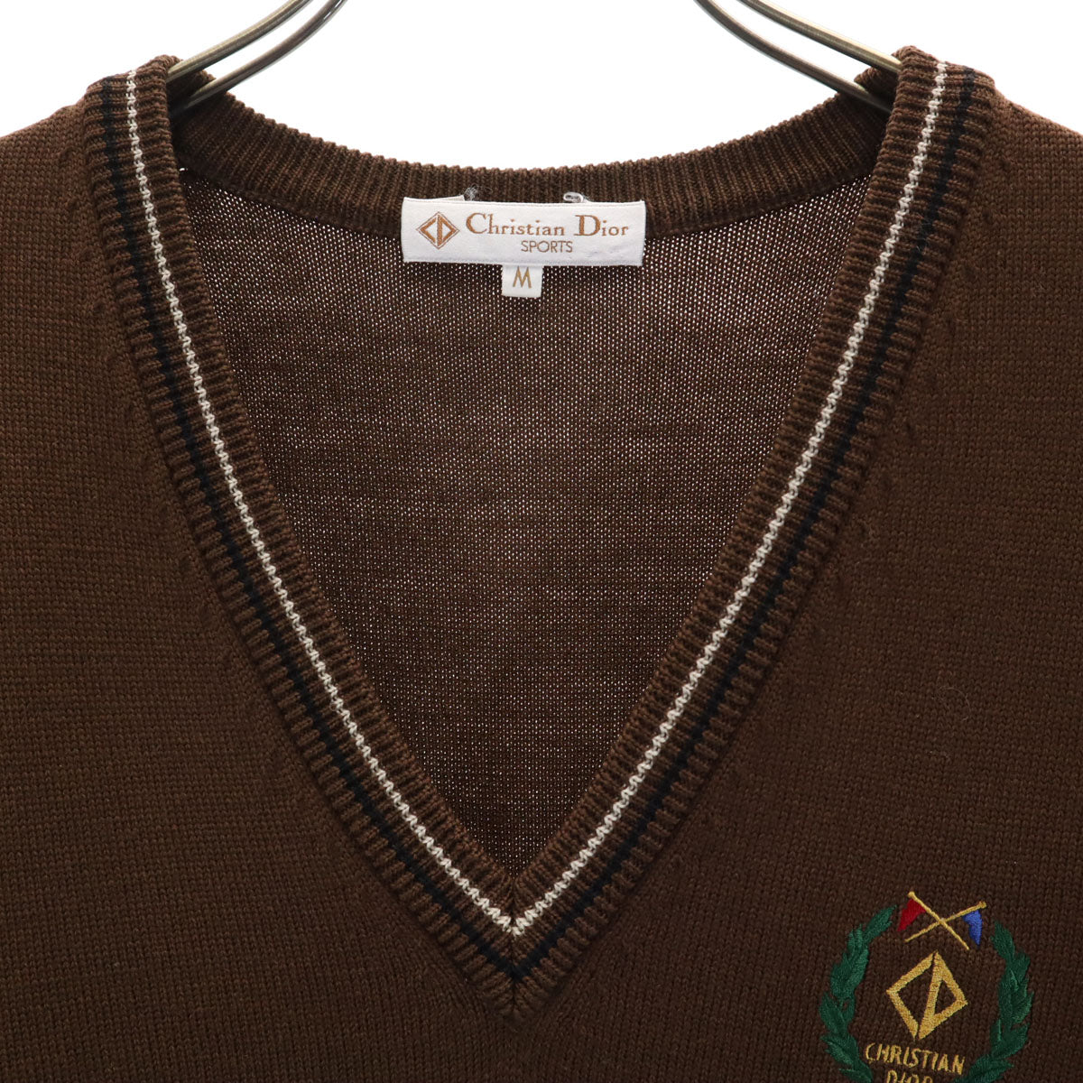 Christian Dior SPORTS クリスチャンディオールスポーツ 90s オールド Vネック ニットベスト M ブラウン メンズ