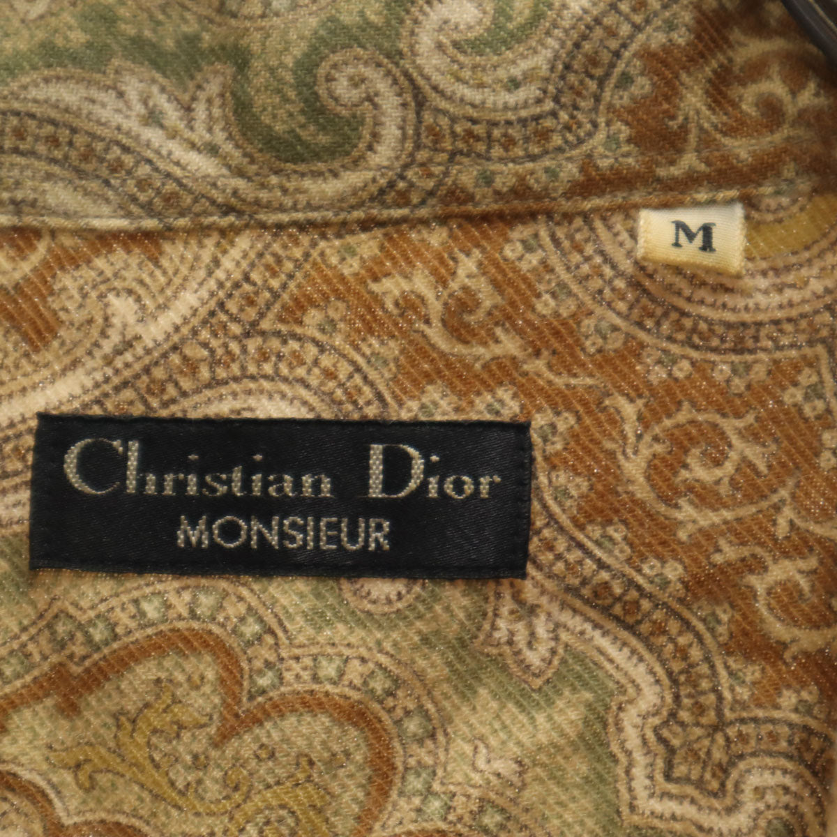 Christian Dior MONSIEUR クリスチャンディオール ムッシュ 90s アンゴラブレンド オールド 総柄 長袖 シャツ M ベージュ メンズ