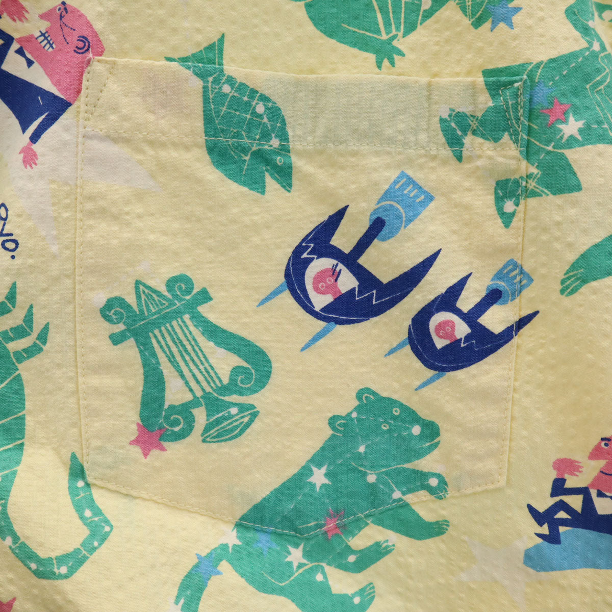 SUN SURF サンサーフ 柳原良平 デザイン 日本製 アンクルトリス 半袖 シアサッカー アロハシャツ L イエロー 東洋エンタープライズ SS39332 開襟 メンズ