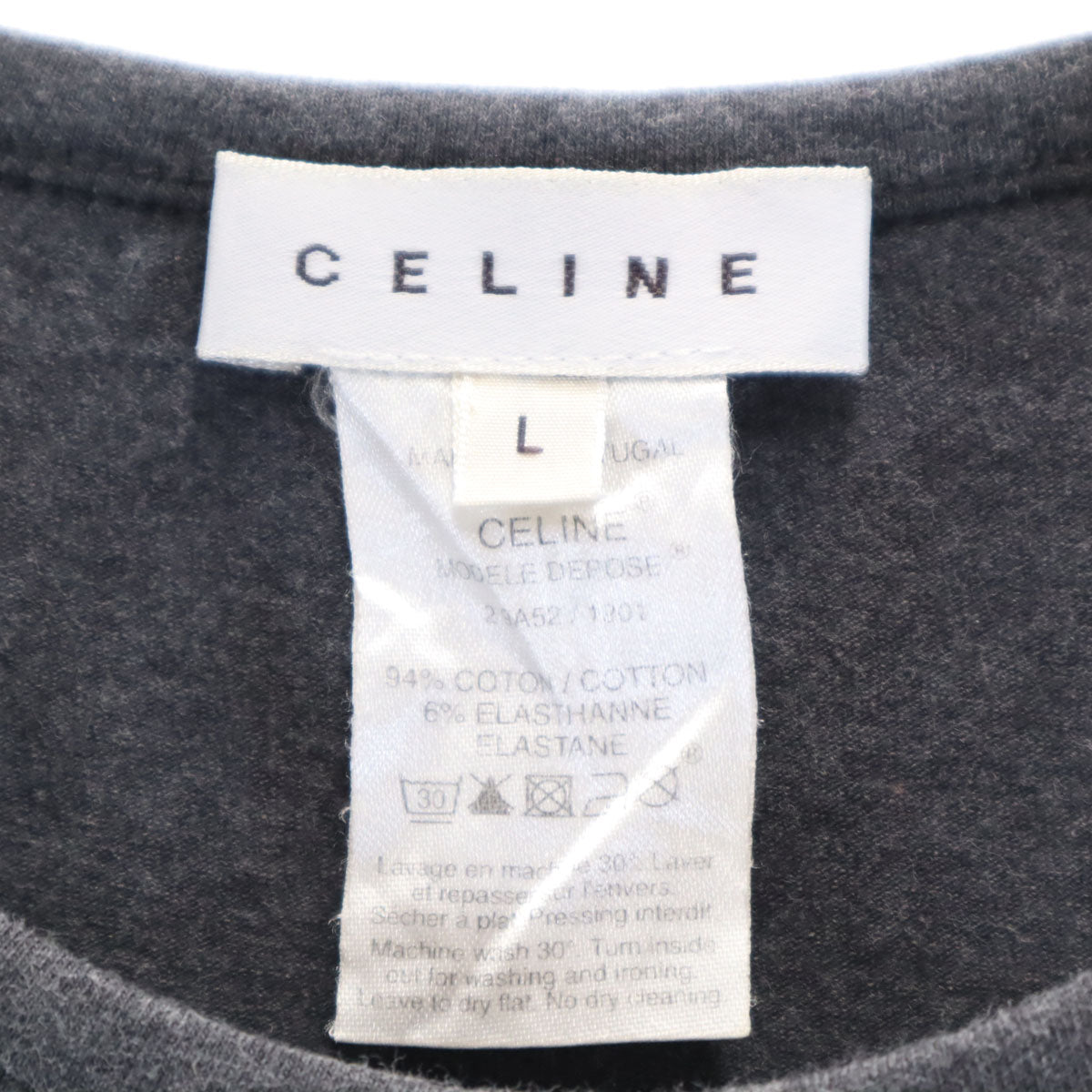 CELINE セリーヌ ポルトガル製 スパンコールロゴ 半袖 Tシャツ L
