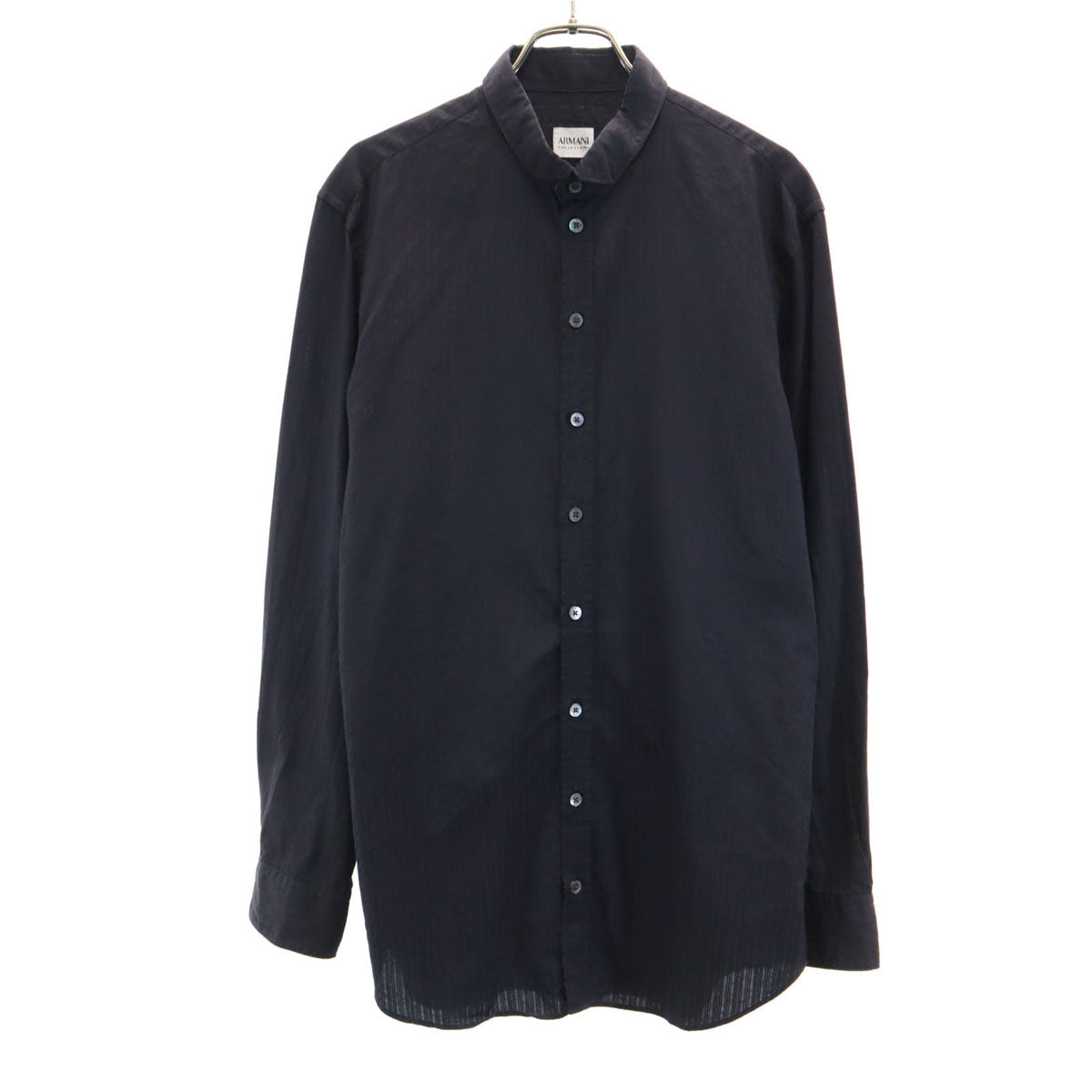 ARMANI COLLEZIONI アルマーニコレッツォーニ ストライプ柄 長袖 シャツ M ブラック メンズ