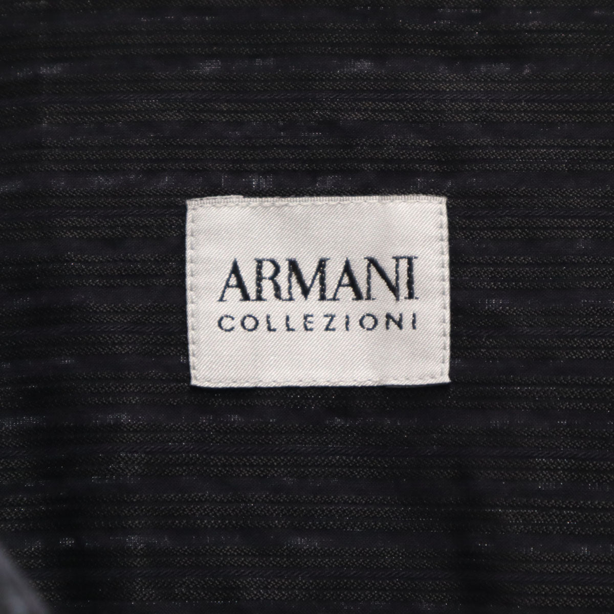 ARMANI COLLEZIONI アルマーニコレッツォーニ ストライプ柄 長袖 シャツ M ブラック メンズ