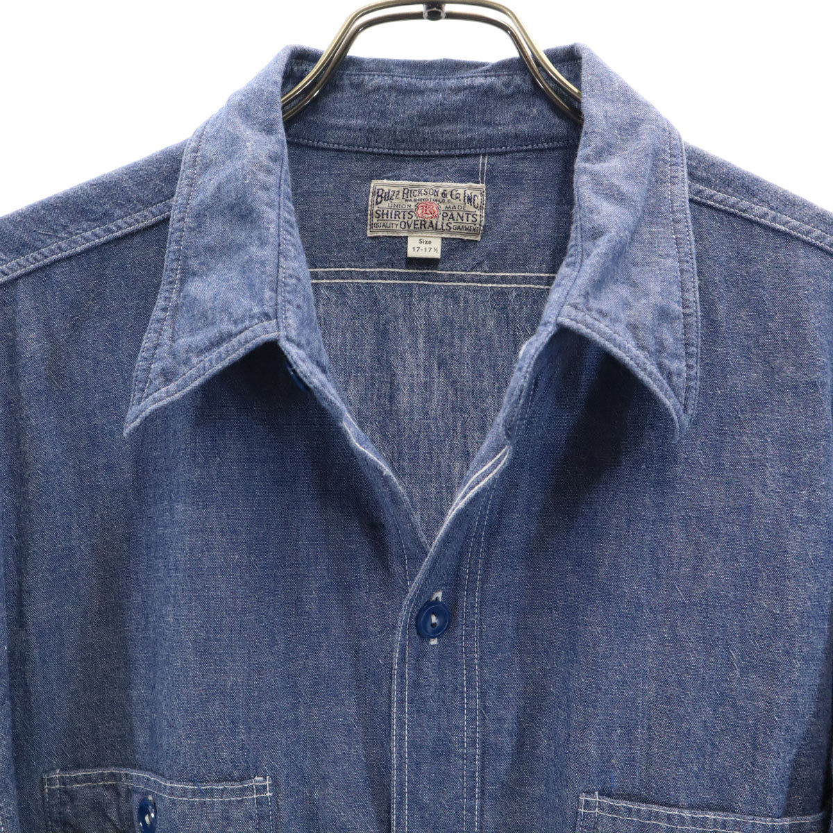 BUZZRICKSON バズリクソン 日本製 長袖 シャンブレー ワークシャツ 17-17 1/2 青紺 東洋エンタープライズ BR25995 メンズ