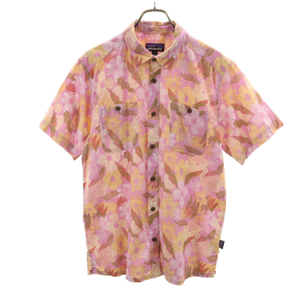 patagonia パタゴニア リネンブレンド 総柄 半袖 シャツ M ピンク アウトドア STY53139SP24 メンズ