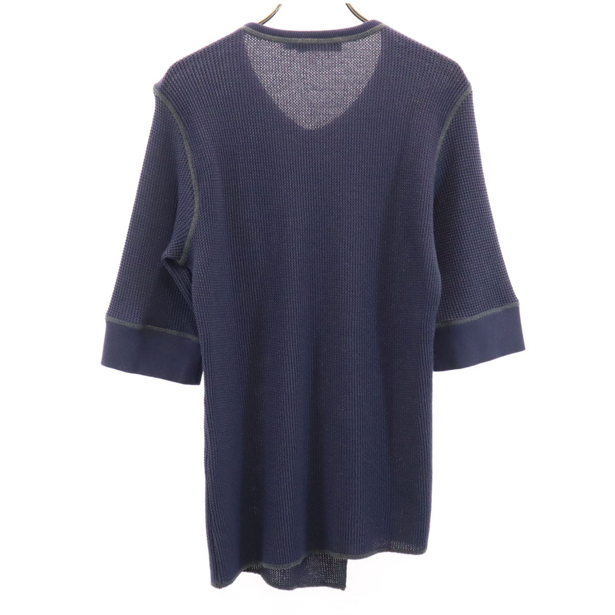 Emporio Armani エンポリオアルマーニ イタリア製 5分袖 Vネック Tシャツ L ネイビー ワッフル地 メンズ