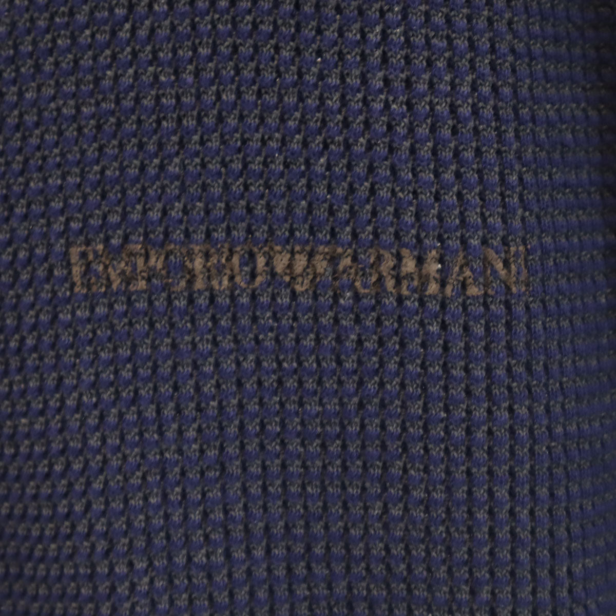 Emporio Armani エンポリオアルマーニ イタリア製 5分袖 Vネック Tシャツ L ネイビー ワッフル地 メンズ