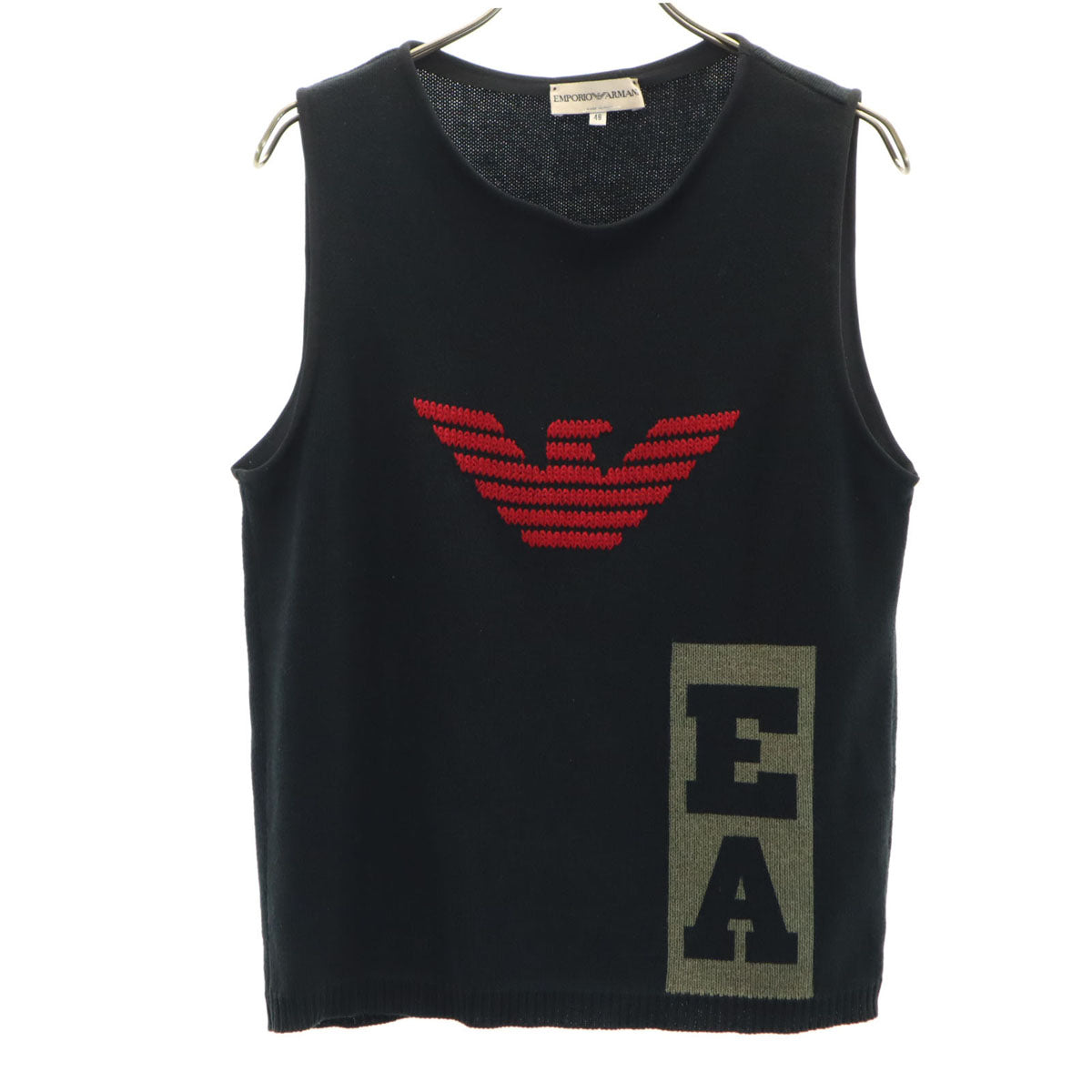 Emporio Armani エンポリオアルマーニ イタリア製 ノースリーブ セーター 48 黒 ニット レディース