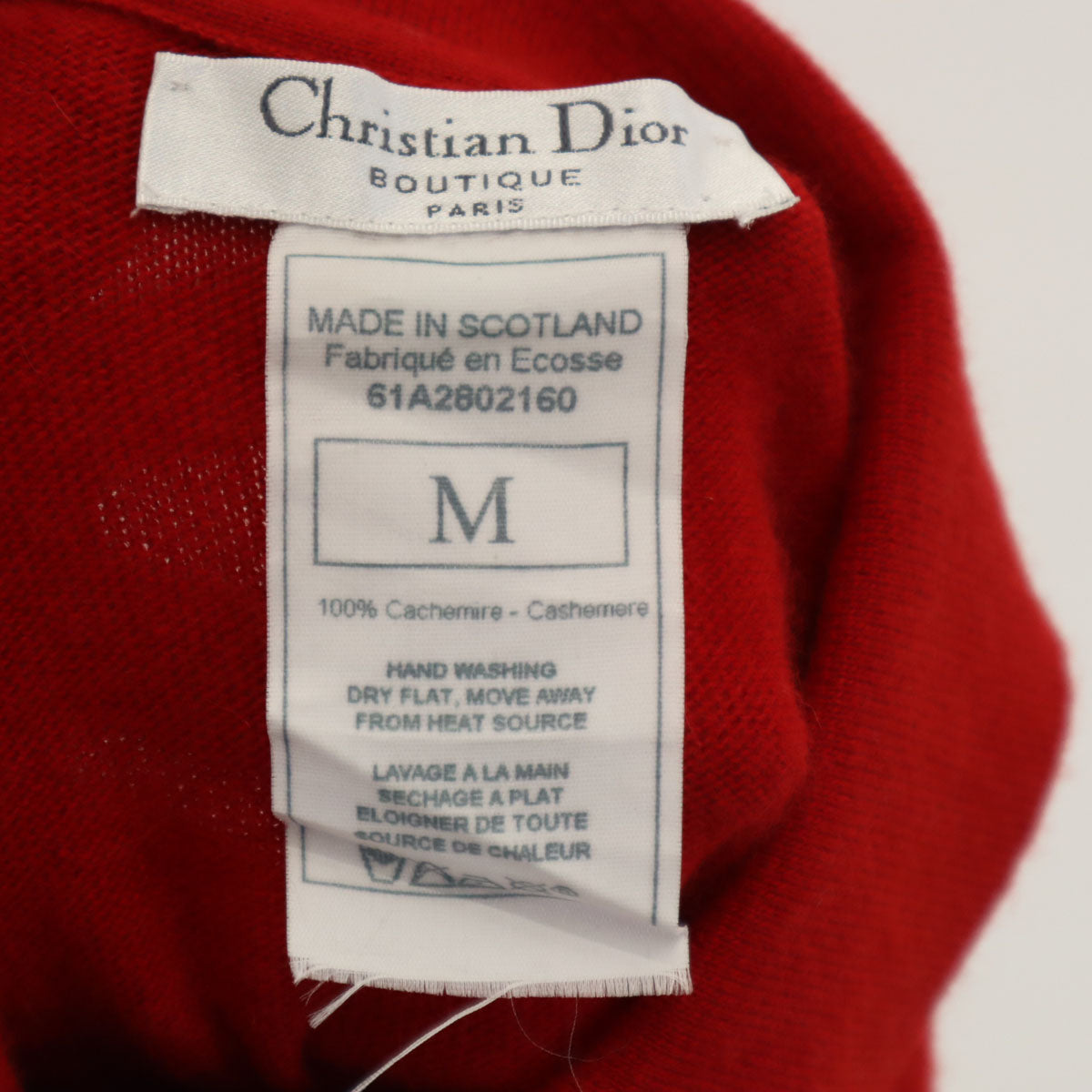 Christian Dior クリスチャンディオール 90s カシミア100％ オールド 半袖 ニット ポロシャツ M 赤 レディース