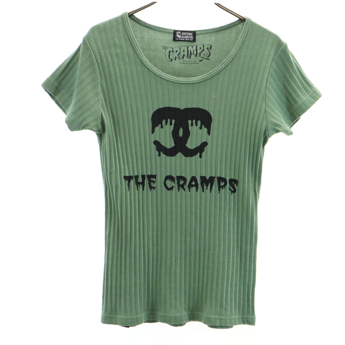 HYSTERIC GLAMOUR ヒステリックグラマー ザクランプス THE CRAMPS コラボ 日本製 半袖 Tシャツ F グリーン系 レディース