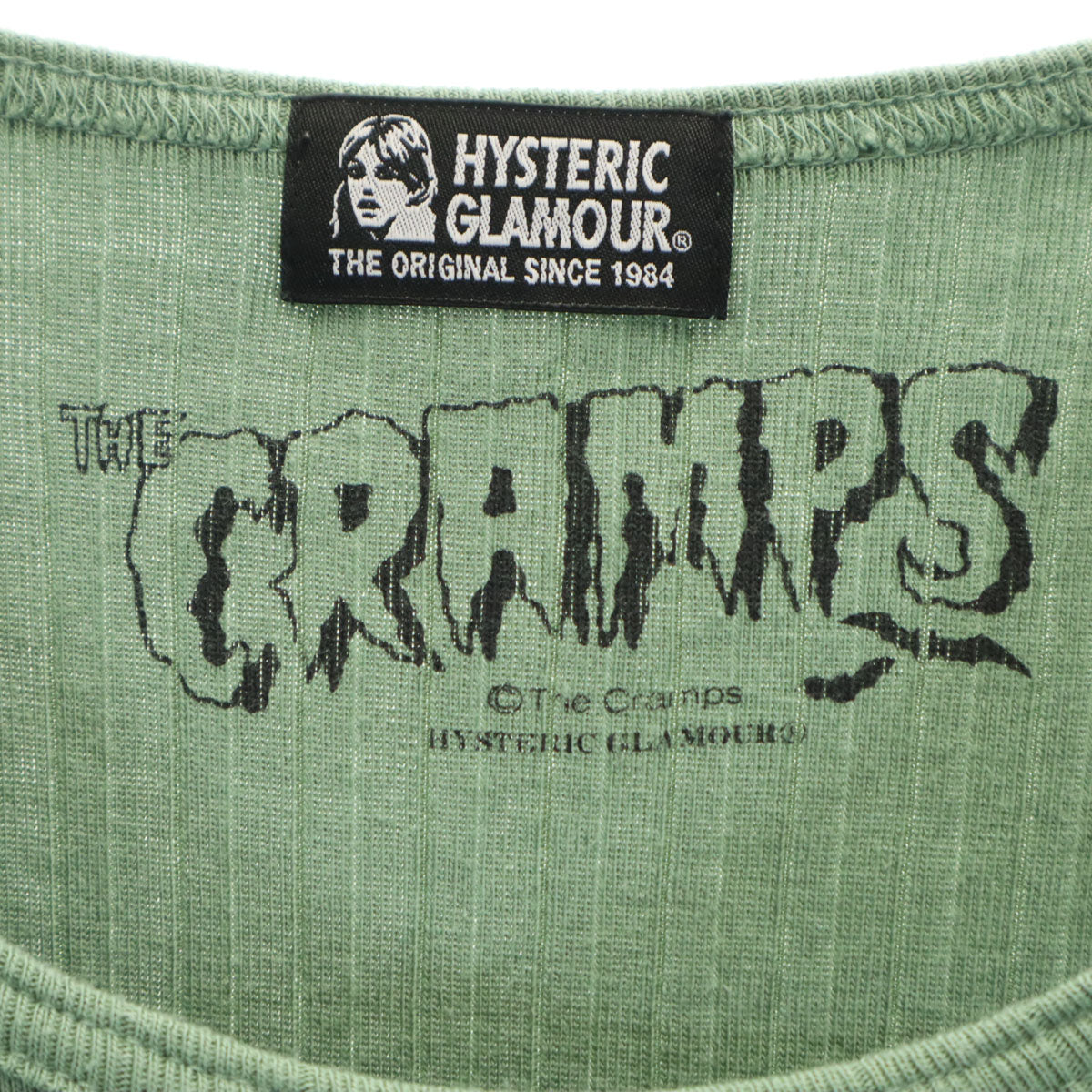 HYSTERIC GLAMOUR ヒステリックグラマー ザクランプス THE CRAMPS コラボ 日本製 半袖 Tシャツ F グリーン系 レディース