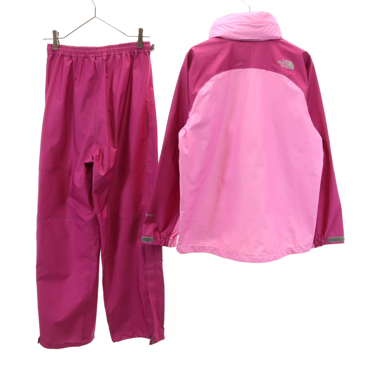 THE NORTH FACE ノースフェイス ゴアテックス レインジャケット 上下 セットアップ M ピンク NPW10924 収納袋付き アウトドア レディース
