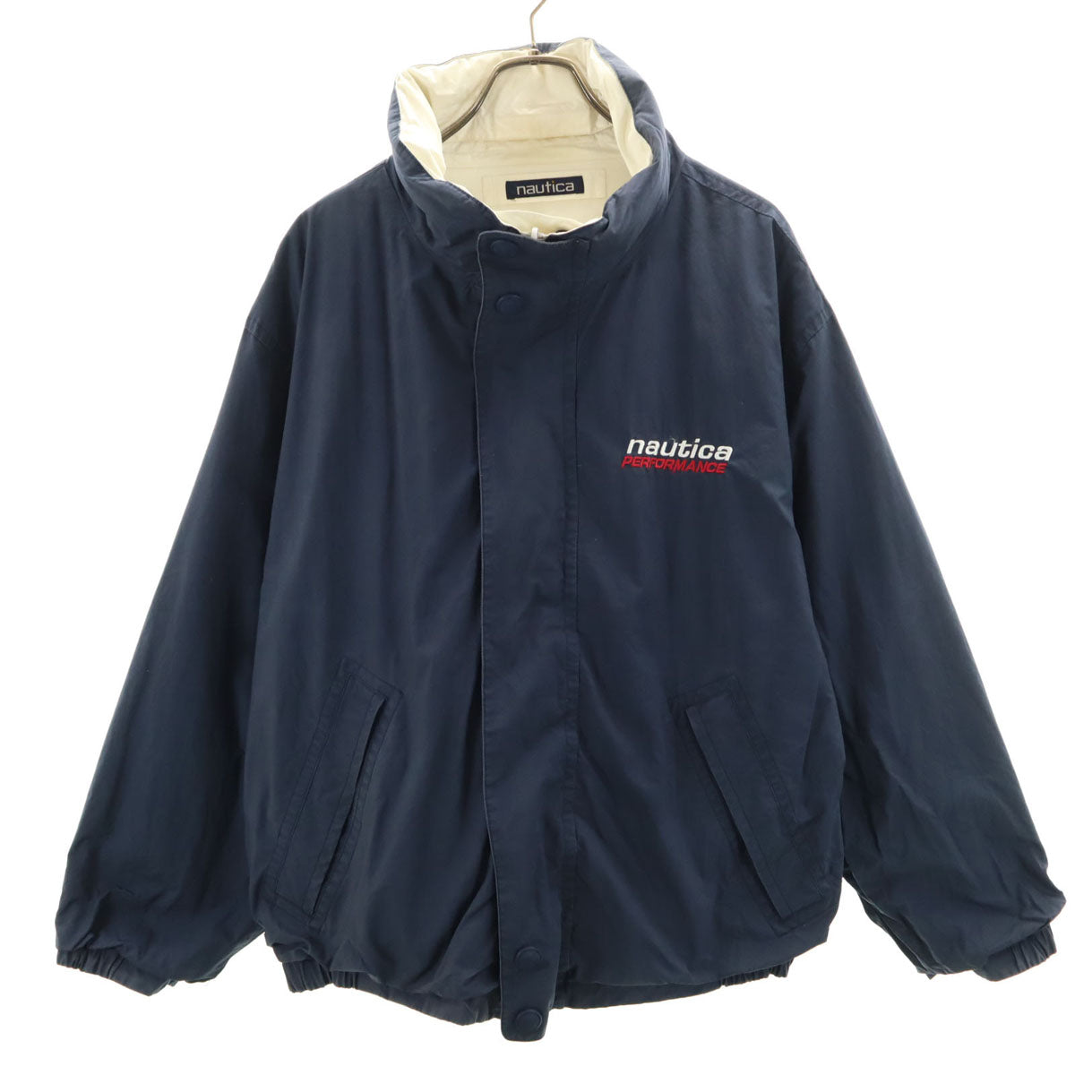 NAUTICA ノーティカ 90s オールド ジップジャケット L ホワイト系 リバーシブル メンズ