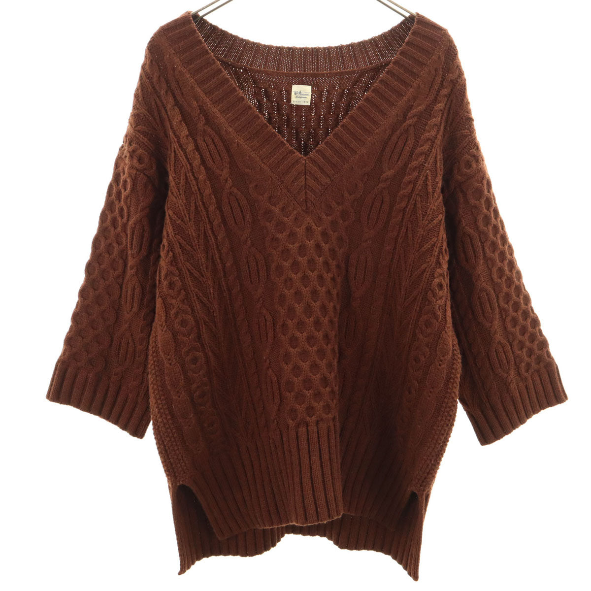 Ron Herman ロンハーマン 7分袖 Vネック セーター XS ブラウン系 ニット メンズ
