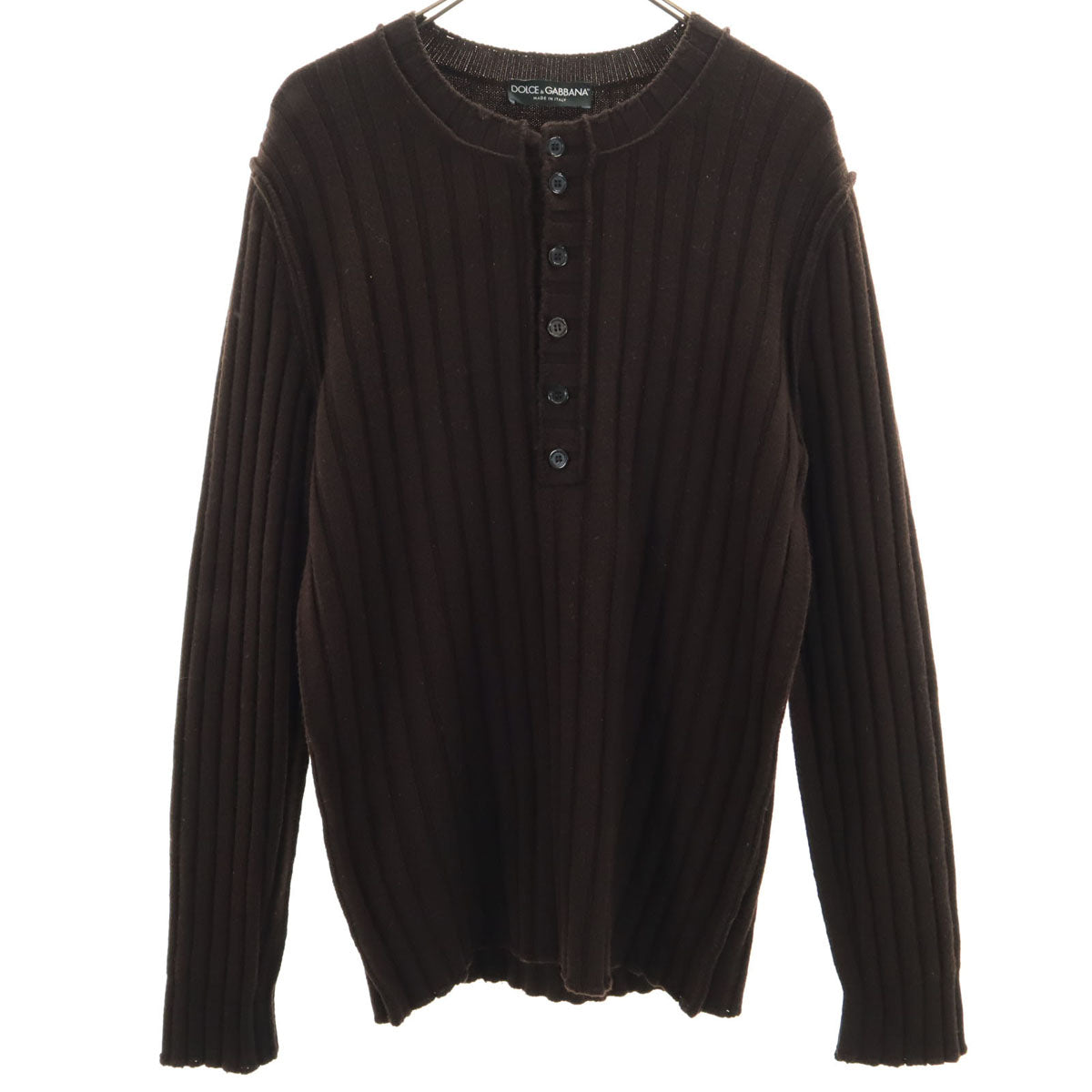 DOLCE&GABBANA ドルチェアンドガッバーナ イタリア製 長袖 ハーフボタン セーター 50 ブラウン系 ニット メンズ