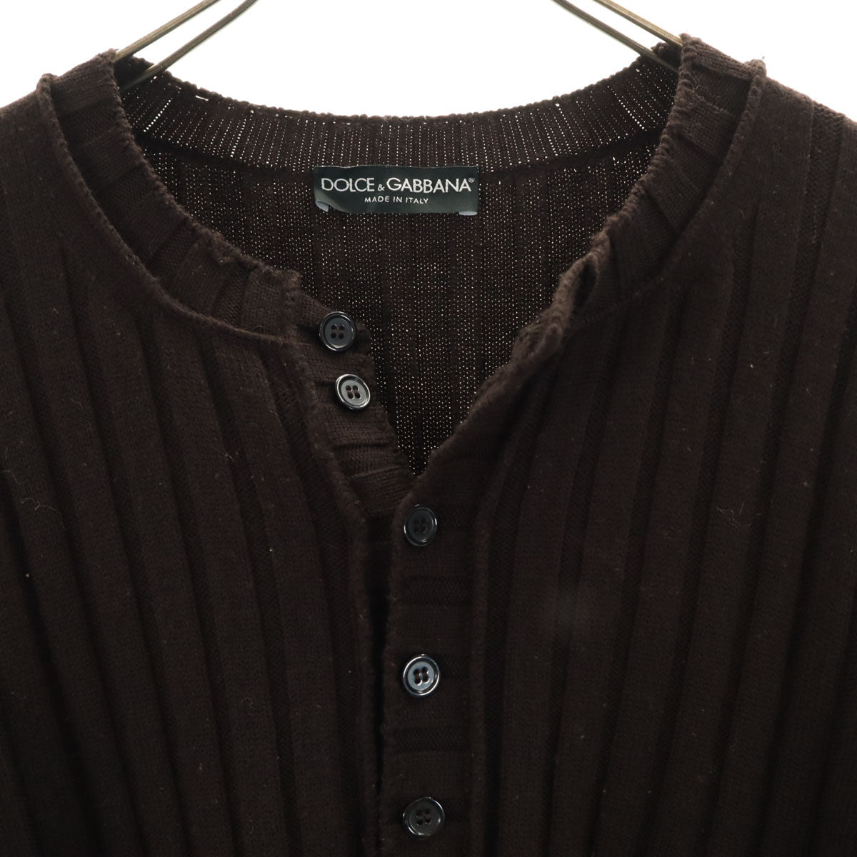DOLCE&GABBANA ドルチェアンドガッバーナ イタリア製 長袖 ハーフボタン セーター 50 ブラウン系 ニット メンズ