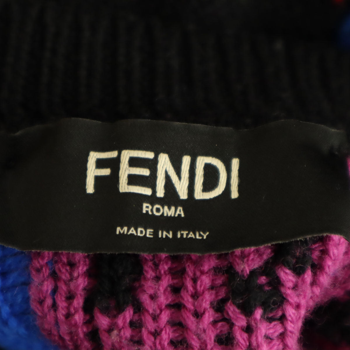 FENDI フェンディ イタリア製 総柄 長袖 セーター 48 ブラック系 ニット メンズ