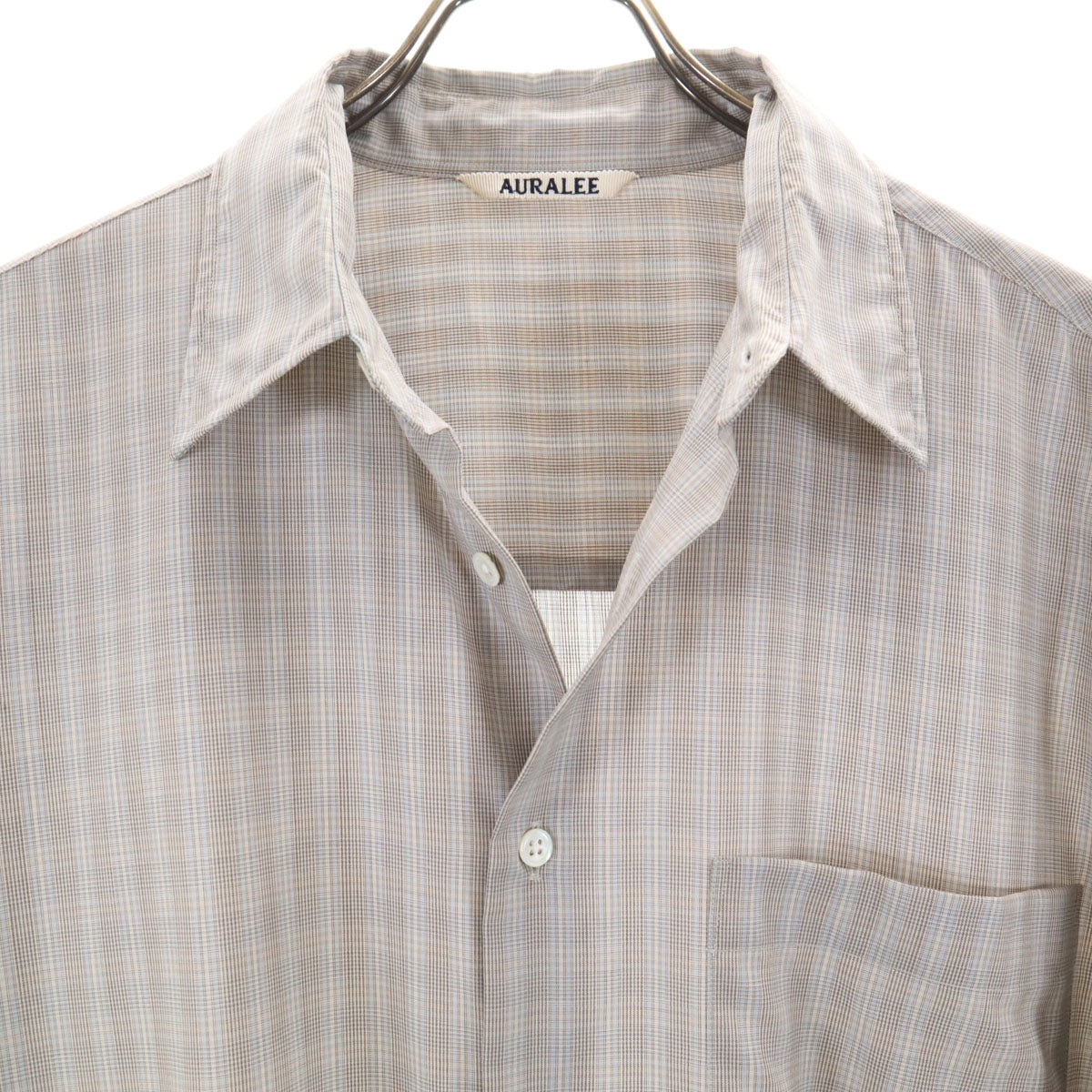 AURALEE オーラリー 日本製 チェック柄 長袖 シャツ 3 グレー メンズ