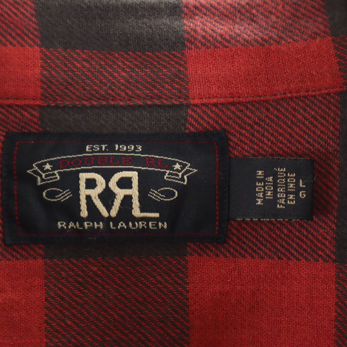 ダブルアールエル RRL ギンガムチェック柄 長袖 シャツ L 赤 RALPH LAUREN メンズ