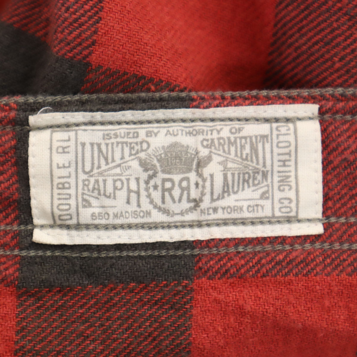 ダブルアールエル RRL ギンガムチェック柄 長袖 シャツ L 赤 RALPH LAUREN メンズ