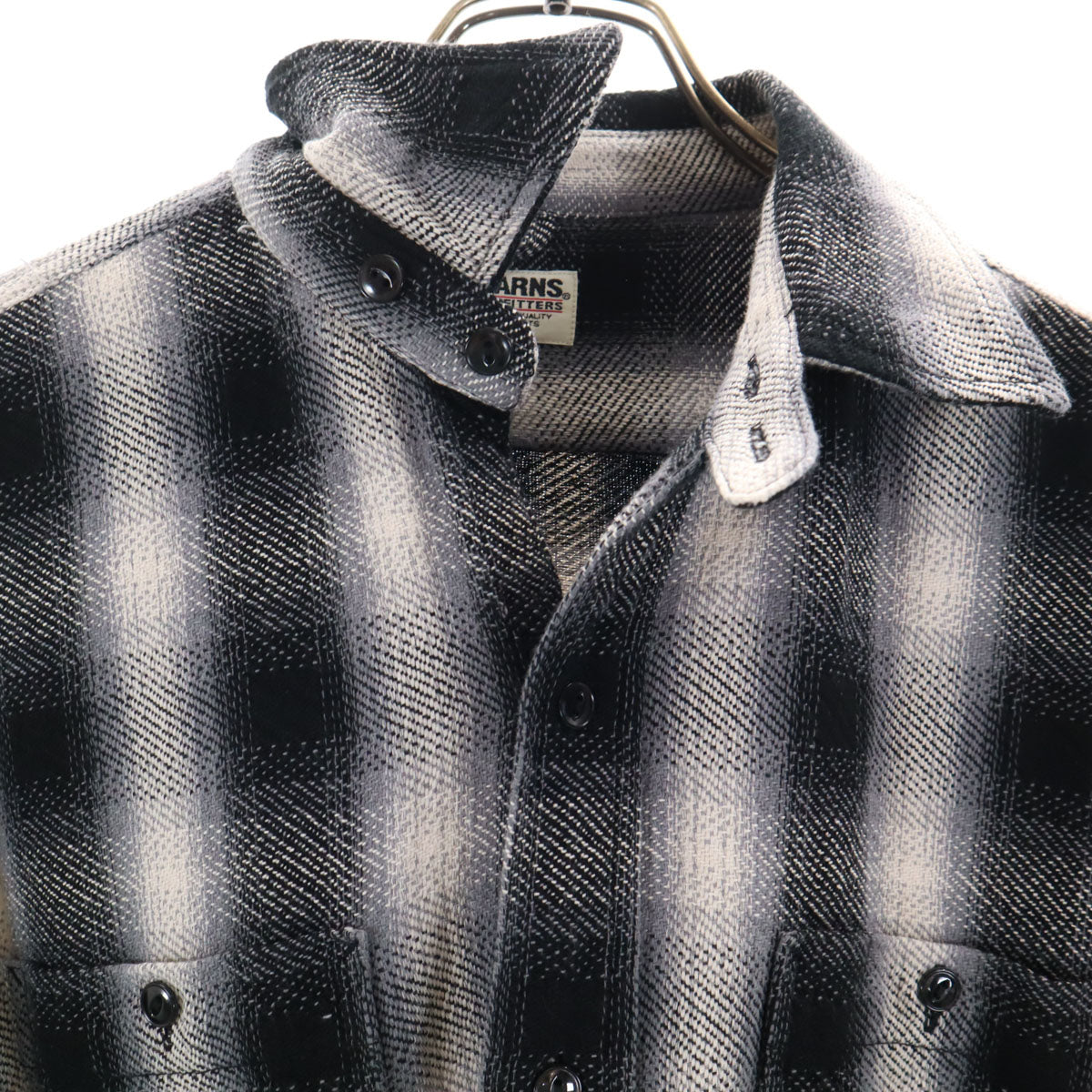 BARNS OUTFITTERS バーンズアウトフィッターズ 日本製 チェック柄 長袖 シャツ L 黒系 メンズ
