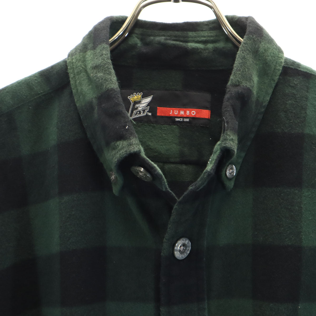 FAT エフエーティー 日本製 チェック柄 長袖 ネルシャツ JUMBO 深緑 シャモアクロス メンズ
