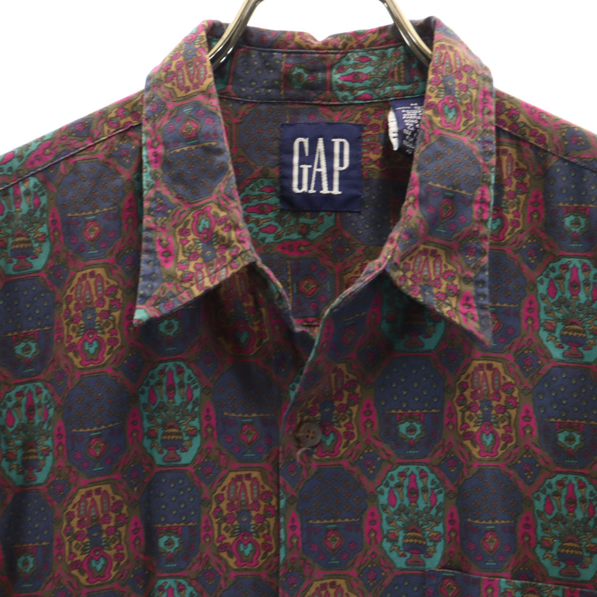 GAP ギャップ 90s オールド 総柄 長袖 コットンシャツ M マルチ メンズ
