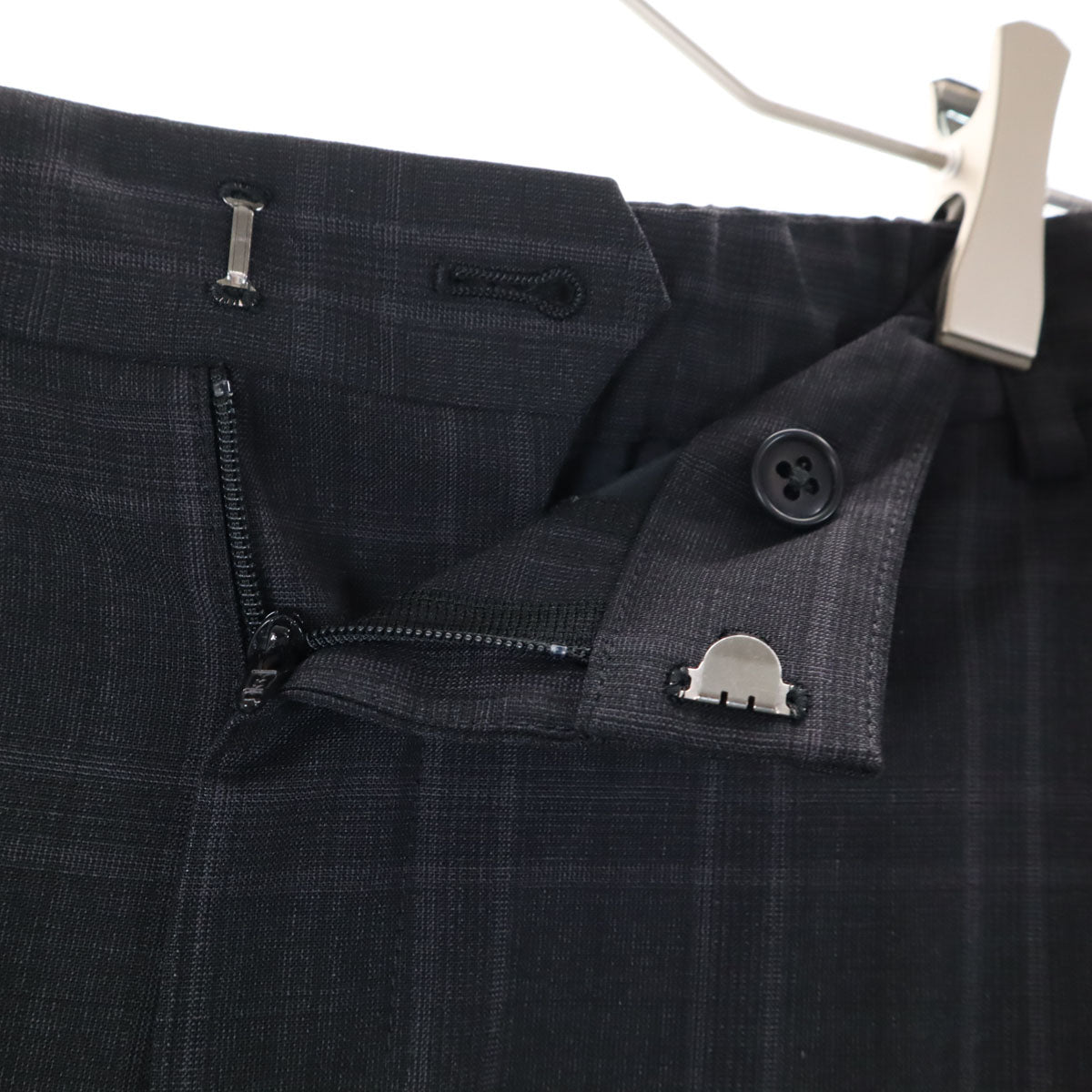 WORK TRIP OUTFITS ワークトリップアウトフィッツ GREEN LABEL RELAXING チェック オープンカラー パンツスーツ 上下 セットアップ M チャコールグレー レディース