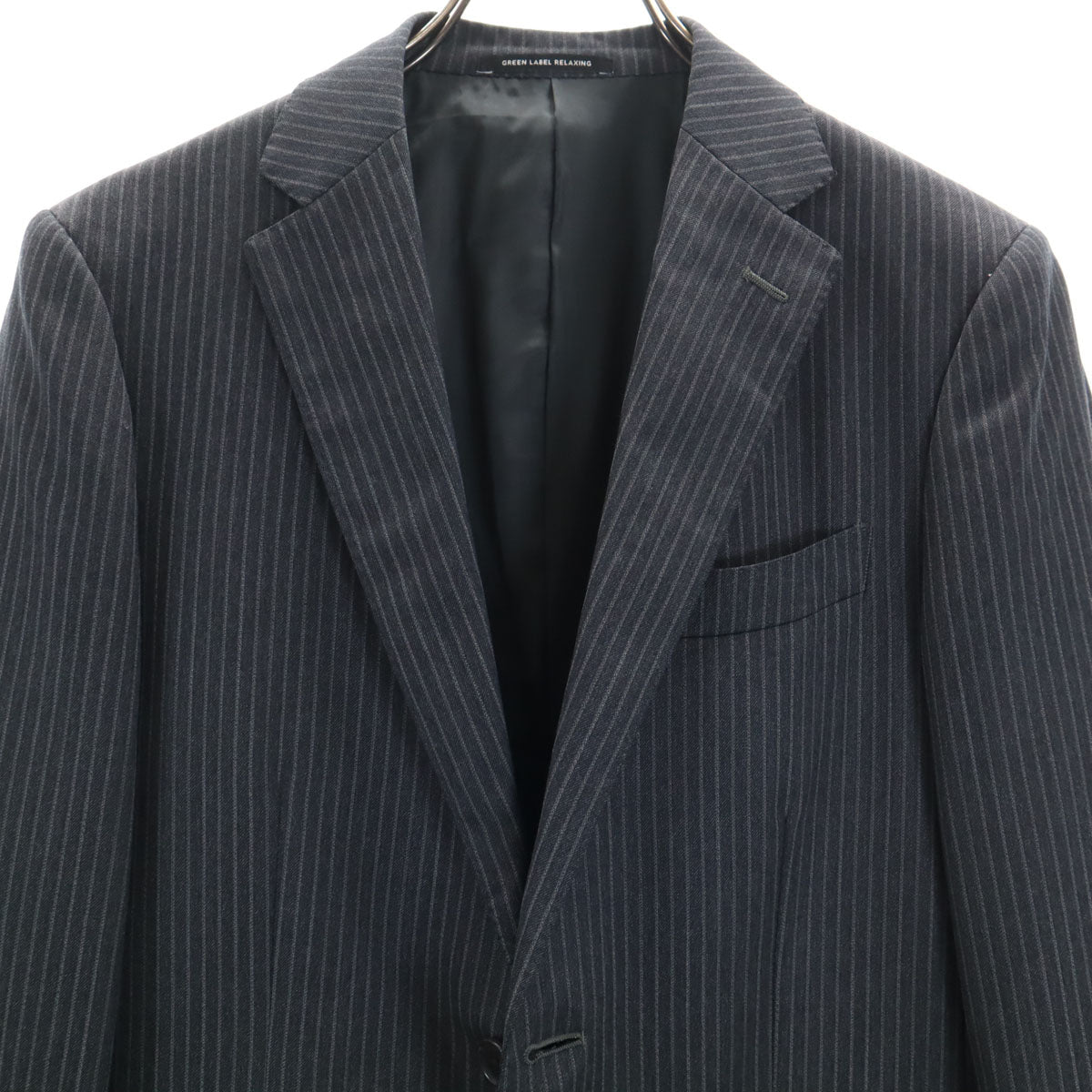 green label relaxing グリーンレーベルリラクシング UNITED ARROWS ストライプ パンツスーツ 上下 セットアップ 42 チャコールグレー メンズ