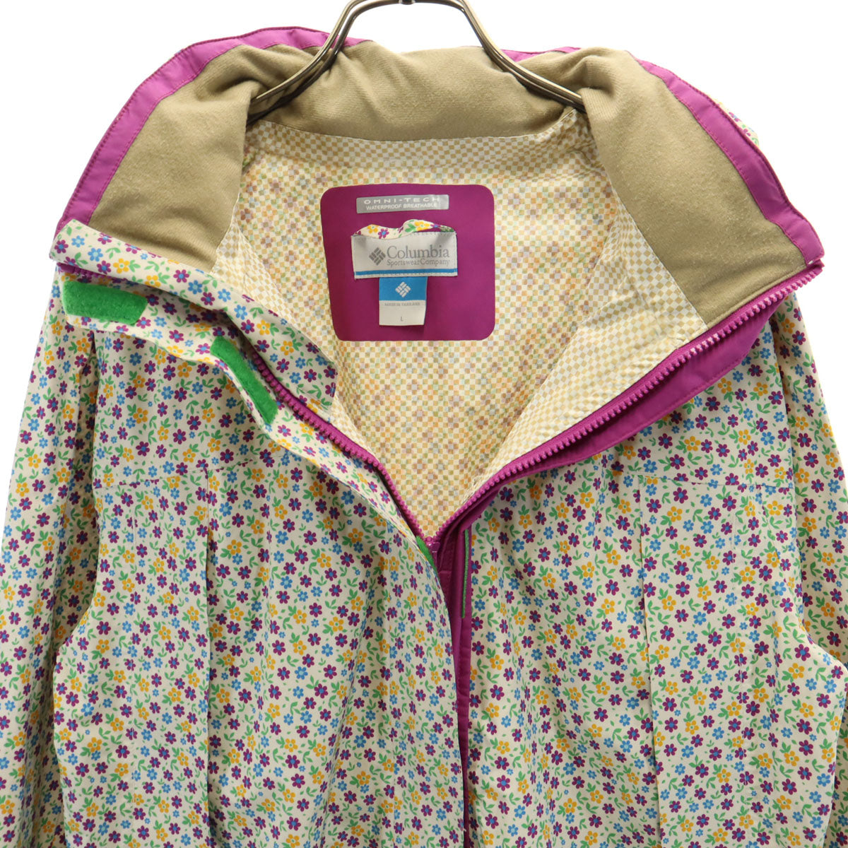 Columbia コロンビア 花柄 レインジャケット L 収納袋付き レディース