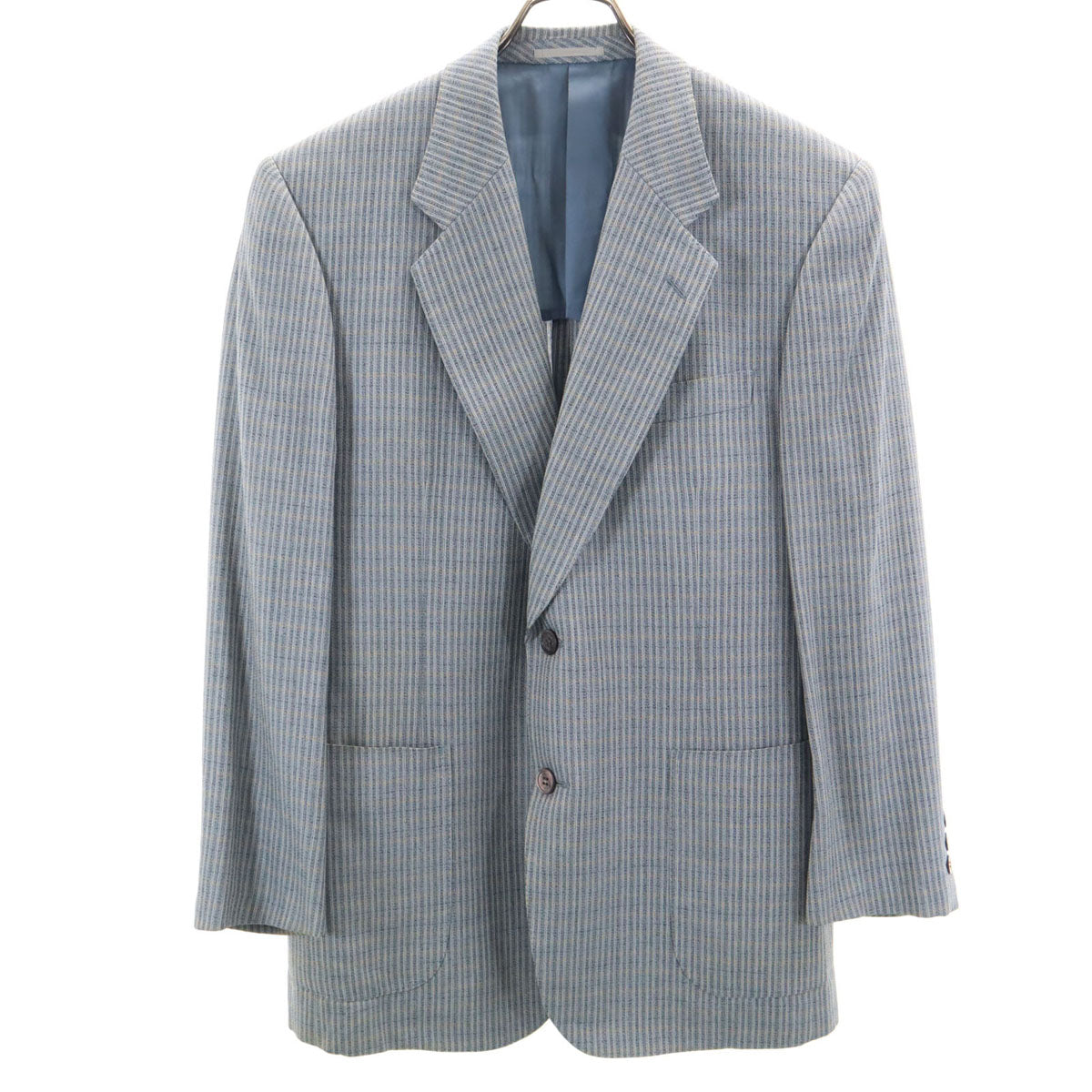 LANVIN ランバン 90s シルク オールド テーラードジャケット 58 ブルーグレー系 ビッグサイズ メンズ