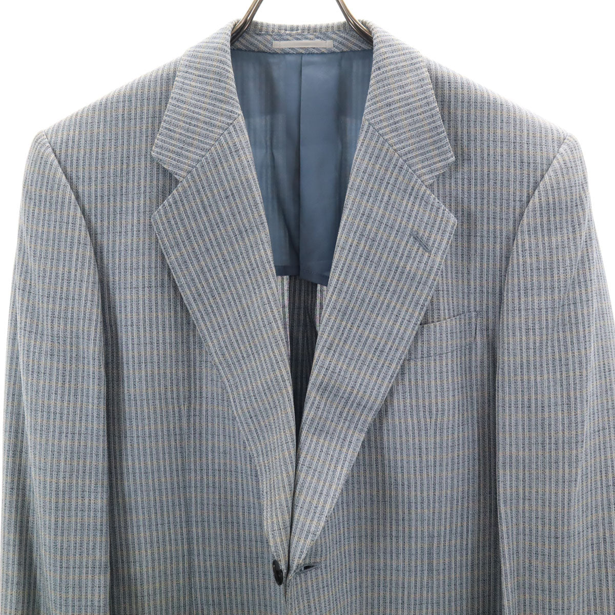 LANVIN ランバン 90s シルク オールド テーラードジャケット 58 ブルーグレー系 ビッグサイズ メンズ