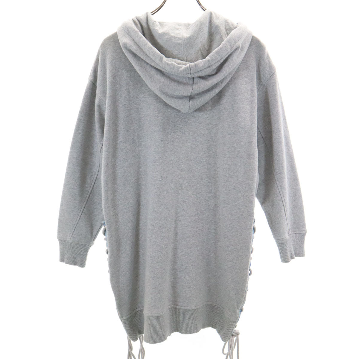 DIESEL ディーゼル 長袖 ダメージ加工 サイドレースアップ デニム切替 ジップパーカー XXS グレー レディース