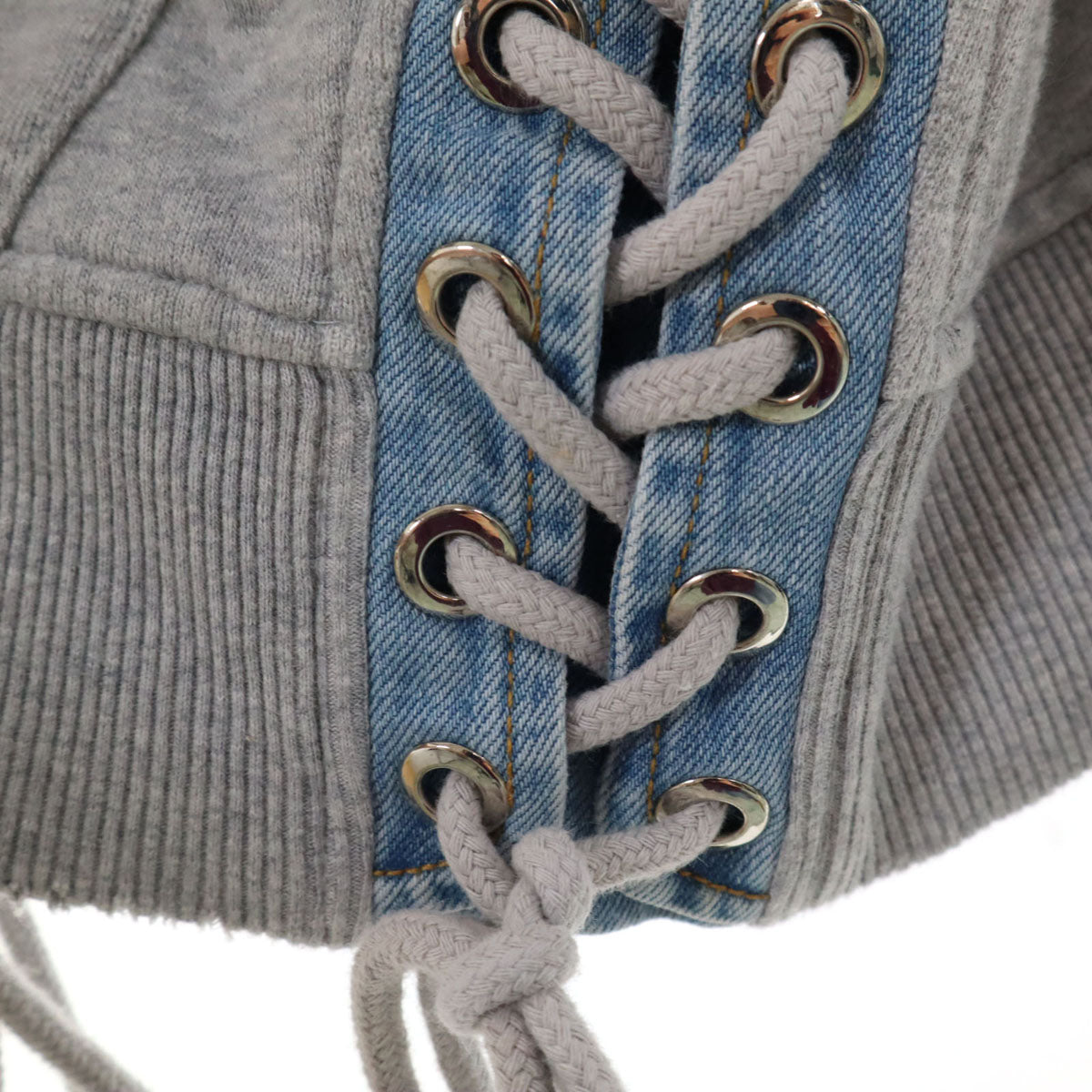 【ec8】DIESEL　切り替えデニムジャケット　サイズL　グレー　フリンジ ec8】DIESEL 切り替えデニムジャケット サイズL グレー フリンジ