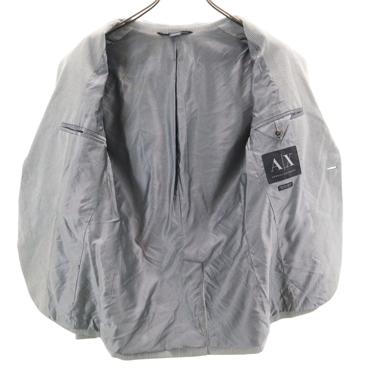 ARMANI EXCHANGE アルマーニエクスチェンジ ストライプ柄 テーラードジャケット 34 グレー メンズ