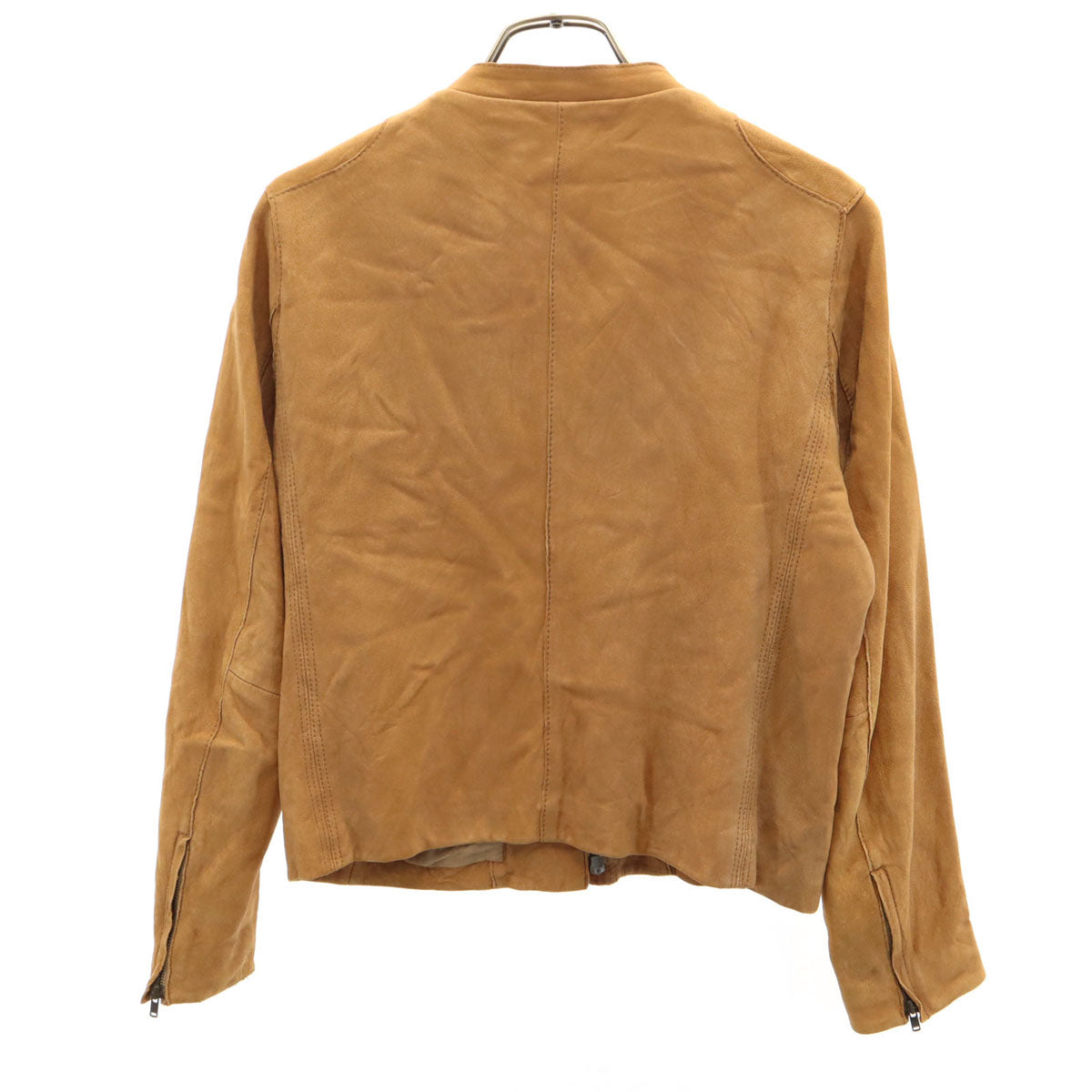 Adam et Rope' アダムエロペ 羊革 レザー シングルライダースジャケット 38 ブラウン レディース