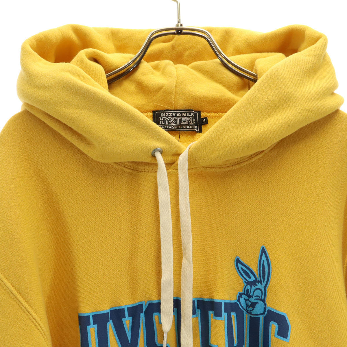 HYSTERIC ヒステリック 日本製 ヒスラビット 長袖 スウェットパーカー M イエロー 裏起毛 メンズ